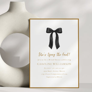 Black Bow She's Tying the Knot Bridal Shower Invitation