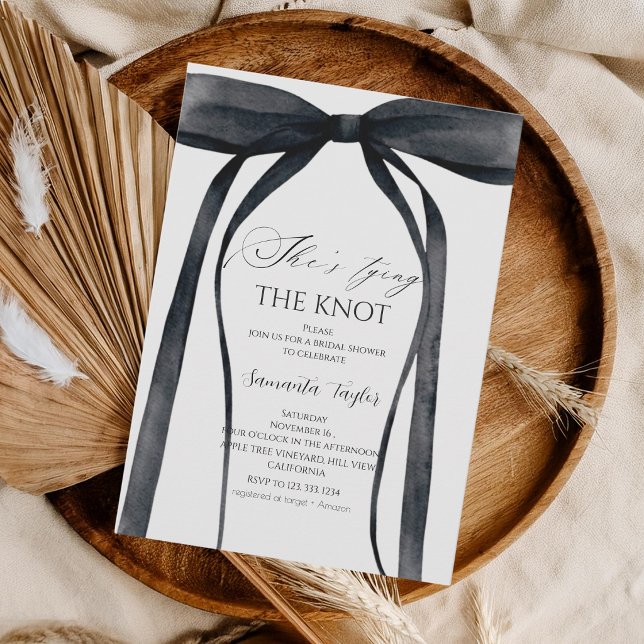 Black Bow She's Tying the Knot Bridal Shower Invitation (Creator Uploaded)