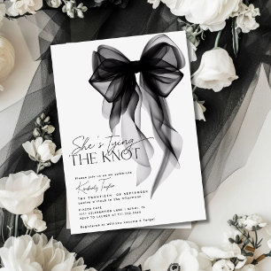 Black Bow She's Tying the Knot Bridal Shower Invitation