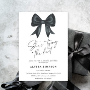 Black Bow She's tying the knot Bridal Shower Invitation
