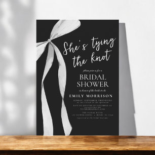 Black Bow She's Tying the Knot Bridal Shower Invitation