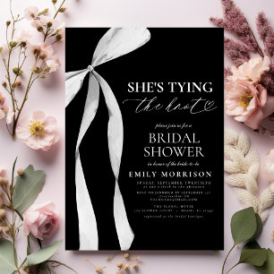 Black Bow She's Tying the Knot Bridal Shower Invitation