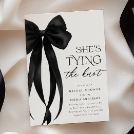 Black Bow She's Tying The Knot Bridal Shower Invitation