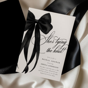 Black Bow She's Tying The Knot Bridal Shower Invitation