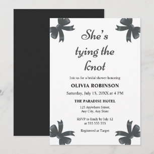Black Bow She's Tying the Knot Bridal Shower  Invitation
