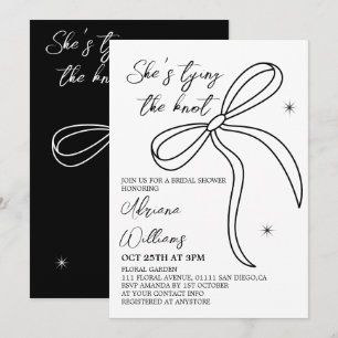 Black Bow She's Tying The Knot Bridal Shower Invitation