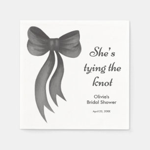 Black Bow She's Tying the Knot Bridal Shower Napkin