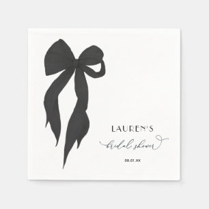 Black Bow Shes Tying The Knot Bridal Shower Napkin