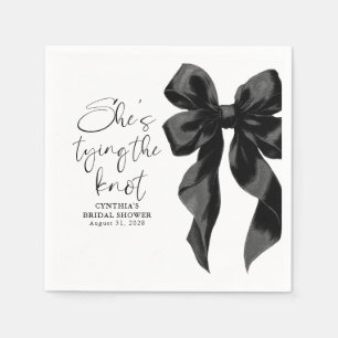 Black Bow She's Tying the Knot Bridal Shower Napkin