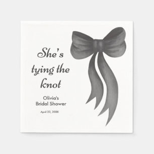 Black Bow She's Tying the Knot Bridal Shower  Napkin