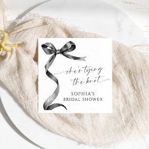 Black Bow She's Tying The Knot Bridal Shower Napkin