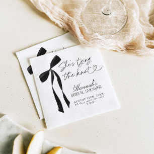 Black Bow She's Tying The Knot Bridal Shower Napkin