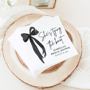 Black Bow She's Tying the Knot Bridal Shower Napkin