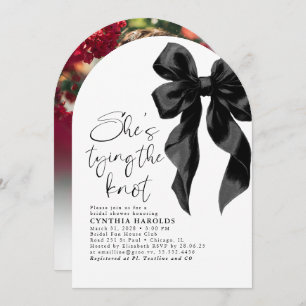 Black Bow She's Tying the Knot Bridal Shower Photo Invitation