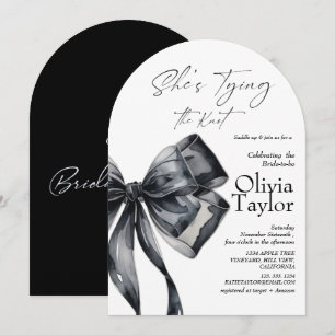 Black Bow She's Tying the Knot Bridal Shower Photo Invitation