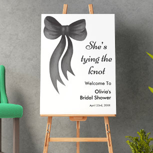 Black Bow She's Tying the Knot Bridal Shower Poster