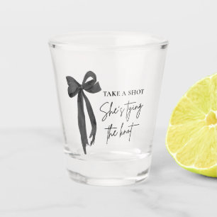 Black Bow She's Tying the Knot Bridal Shower  Shot Glass