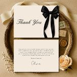 Black Bow She's Tying the Knot Bridal Shower Thank You Card<br><div class="desc">Elegant bridal shower thank you card featuring a classic black bow design and the phrase shes tying the knot. Created to share appreciation with a refined, modern look that pairs beautifully with black and white bridal decor. Ideal for thanking guests after a bridal shower or pre wedding celebration. Fully customizable...</div>