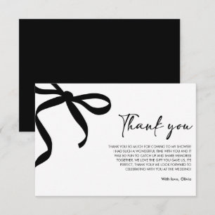 Black Bow She's Tying the Knot Bridal Shower Thank You Card