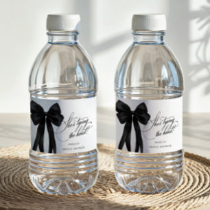 Black Bow She's Tying The Knot Bridal Shower Water Bottle Label