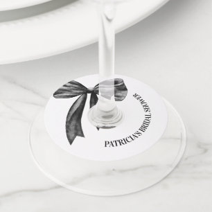 Black Bow She's Tying the Knot Bridal Shower Wine Glass Tag