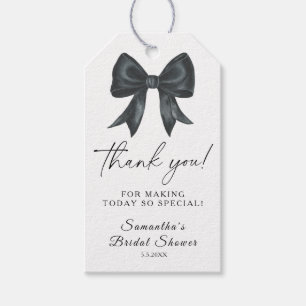 Black Bow She's tying the knot Bridal Thank you Gift Tags