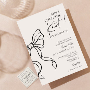 Black Bow She's Tying the Knot Cute Bridal Shower Invitation