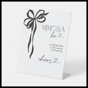 Black Bow She's Tying The Knot Mimosa Bar Pedestal Sign
