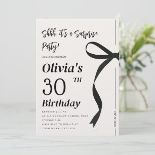 Black Bow Surprise Adult Birthday Party Invitation