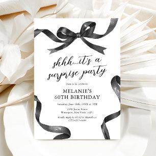Black Bow Surprise Adult Birthday Party Invitation