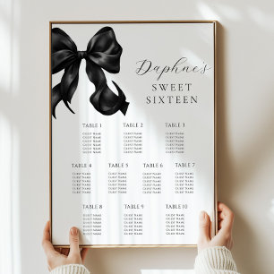Black Bow Sweet Sixteen Seating Chart Poster