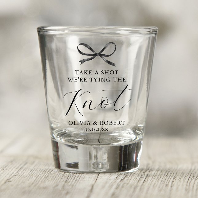 Black Bow Take A Shot Wedding Shot Glass (Creator Uploaded)