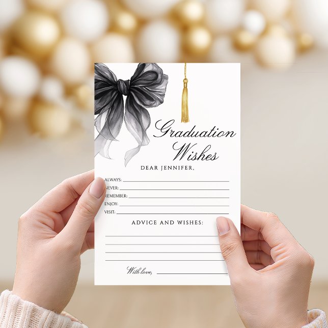 Black Bow Tassel Graduation Advice and Wishes Card (Creator Uploaded)