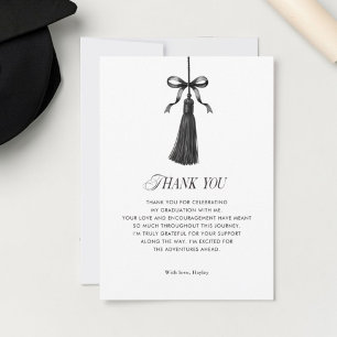 Black Bow Tassel Modern College Graduation Party Thank You Card