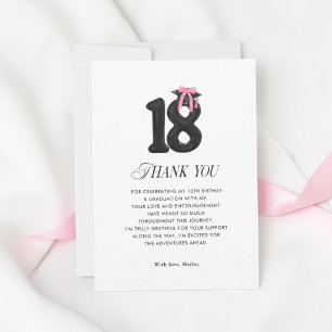 Black Bow Tassel Modern College Graduation Party Thank You Card