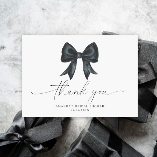 Black Bow Thank you Bridal shower  Card (Creator Uploaded)