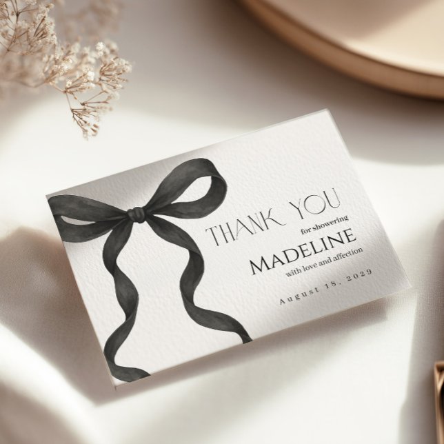 Black Bow Thank You Card | Elegant Bridal Shower (Creator Uploaded)