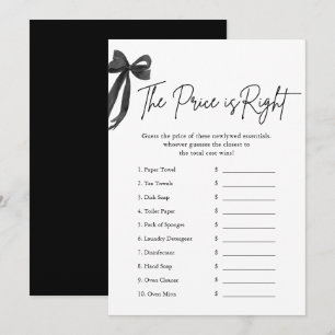 Black Bow The Price is Right Bridal Shower Game Invitation