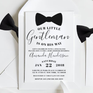 Black Bow Tie Gentleman Baby Shower Invitation