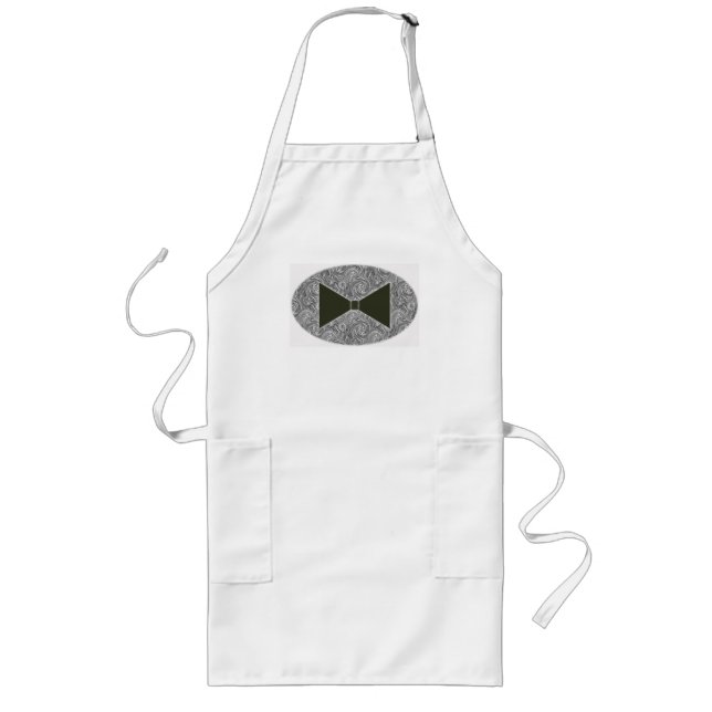 Black  Bow Tie Long Apron (Front)