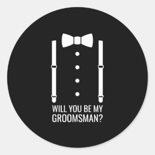 Black Bow Tie Personalised Groomsman Proposal Classic Round Sticker