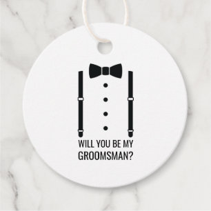 Black Bow Tie Personalised Groomsman Proposal Favour Tags