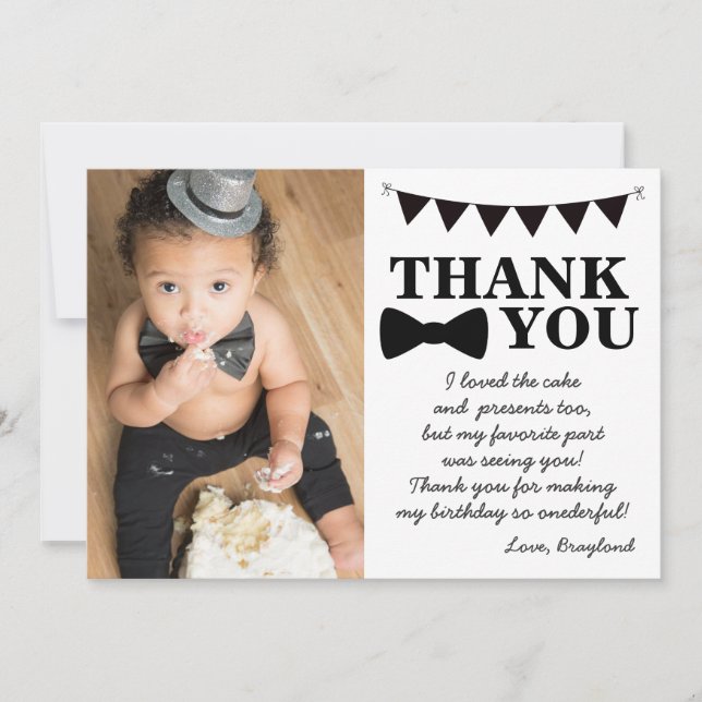 Black Bow Tie Thank You Card (Front)