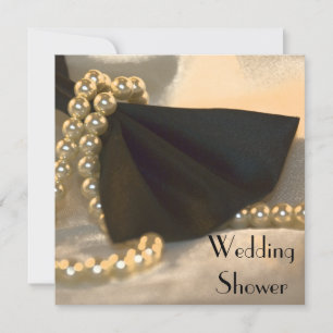 Black Bow Tie White Pearls Couples Wedding Shower Invitation