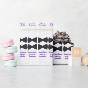 Black Bow Ties on White w/ purple Quadruplets text Wrapping Paper