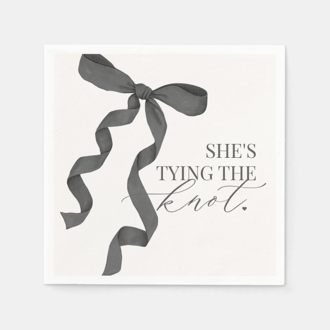 Black Bow Tying the Knot Bridal Shower Decor Napkin (Front)