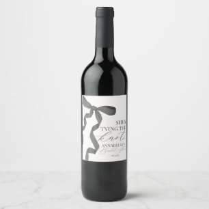 Black Bow Tying the Knot Bridal Shower Favours Wine Label