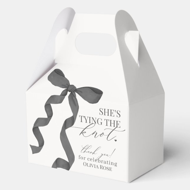 Black Bow Tying the Knot Bridal Shower Gift Favour Box (Front)