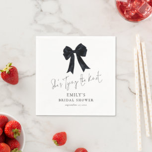 Black Bow Tying The Knot Bridal Shower Napkin