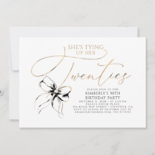 Black Bow Tying up Her Twenties 30th Birthday  Invitation